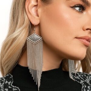 Elegant Silver Tassel Earrings